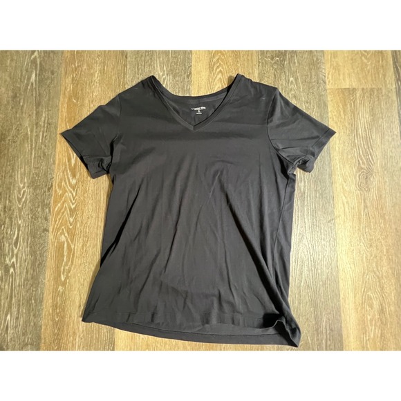 Lands' End Tops - Lands End T-Shirt Womens Medium Black Excellent Relaxed Fit V-Neck Short Sleeve
